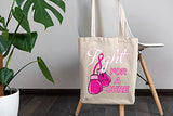 Fight for a Cure Fight Support Breast Cancer Awareness Graphic Reusable Gusseted Tote Bag, Natural, One Size