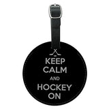 Graphics & More Keep Calm And Hockey On Sports Round Leather Luggage Id Tag Suitcase Carry-On,