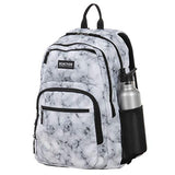 Kenneth Cole Reaction Printed Dual Compartment 16” Laptop & Tablet Backpack for School, Travel, & Work, White Marble, Laptop