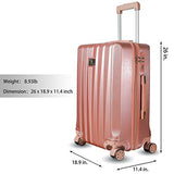 ZM Luggage Sets Hardside Spinner Suitcase PC ABS Built-in Anti-Theft Lock 22in 26in (Rose Gold)