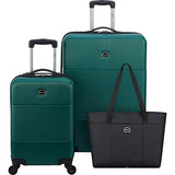 DELSEY Paris 3-Piece Hardside Set (Carry-on, Checked Suitcase and Weekender Bag), Dark Green