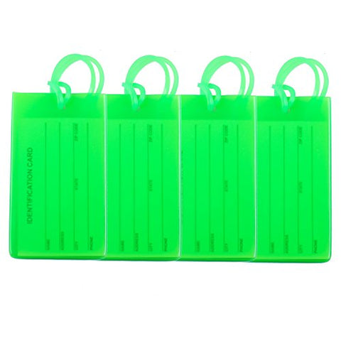 4 Packs Colorful Flexible Travel Luggage Tags for Baggage Bags Suitcases Backpacks - Green