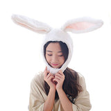 BOBILIKE Plush Fun Bunny Ears Hood Women Costume Hats Warm, Soft and Cozy, Black