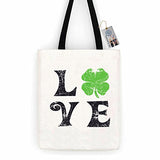 Love Shamrock Shirtcotton Canvas Tote Bag Day Trip Bag Carry All