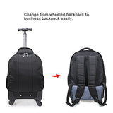 Racini Nylon Waterproof Rolling Backpack, Freewheel Travel School Wheeled Backpack, Carry-On