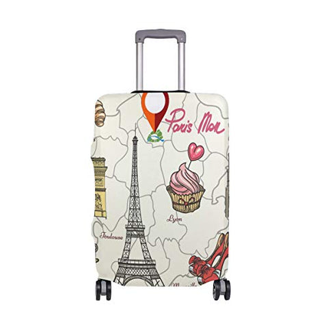 GIOVANIOR Paris Tower High Heels Map Luggage Cover Suitcase Protector Carry On Covers