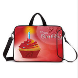13" Neoprene Laptop Bag Sleeve with Handle,Adjustable Shoulder Strap & External Side Pocket,21st Birthday Decorations,Abstract Sun Beams Backdrop Party Cupcake with Frosting Image,Red and Orange