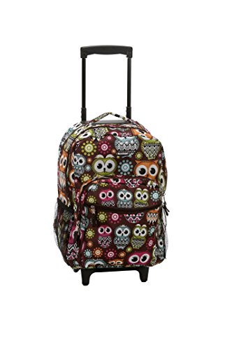 Rockland 17 Inch Rolling Backpack, Owl, One Size