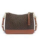 Calvin Klein Sonoma Signature Monogram Messenger Crossbody, brown/khaki/luggage saffiano