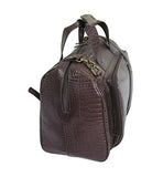 Amerileather Leather Croco-Print Three Piece Set Traveler on Spinner Wheels (#8603-4) (Dark Brown)
