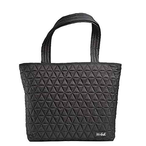 Fit & Fresh Metro-Tote 2 in 1 Quilted 15" Laptop Bag with Insulated Lunch Compartment, Black