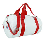 Sailor Bags Round Duffel With Red Straps, Medium, White/Red