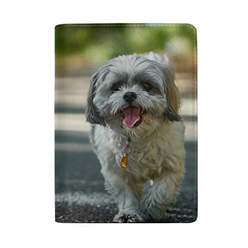 Leather Passport Cover Set White Black Shih Tzu Dog Men Women Protector Case/Travel Wallet/ID