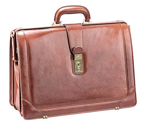 Mancini SIGNATURE Luxurious Italian Leather 17" Laptop Briefcase in Brown