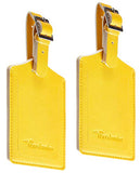 Travelambo Leather Luggage Bag Tags ( Energetic Yellow)