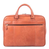 Bugatti Sartoria Medium Top Grain Leather Zipper Briefcase, Leather, Cognac
