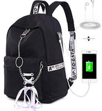 Hey Yoo HY760 Cute Casual Hiking Daypack Waterproof Bookbag School Bag Backpack for Girls Women (Black)