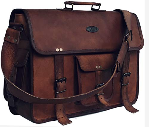 Leather Briefcase Large Messenger Shoulder Bag Rugged Leather Computer ...
