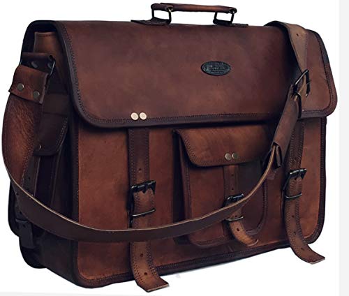 Leather Briefcase Large Messenger Shoulder Bag Rugged Leather Computer Laptop Bag