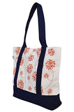 Vietsbay'S Women Floral Designprint Heavyweight White Canvas Handbags