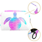 LORVIES Makeup Bag Toiletry Bag for Women Purple And Blue Sea Turtle Skincare Cosmetic Handy Pouch Zipper Handbag