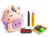 Cute Toddler Backpack Toddler Bag Plush Animal Cartoon Mini Travel Bag for Baby Girl Boy 1-6 Years (Pink Unicorn)