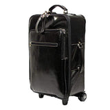 Floto Venezia Trolley, 21" Leather Rolling Carry On In Black