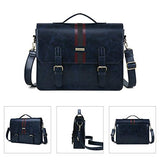 ECOSUSI Men's Briefcase PU Leather Shoulder Satchel Computer Bag with Back Pocket fits 15.6 inch