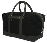 Oversized Canvas Genuine Leather Trim Travel Tote Duffel Shoulder Handbag Weekend Bag