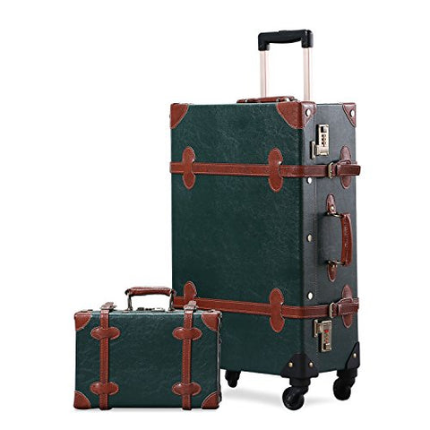 Unitravel Vintage Suitcase Set Spinner Travel Hardside Luggage Sets PU Trunk