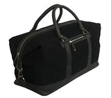 Oversized Canvas Genuine Leather Trim Travel Tote Duffel Shoulder Handbag Weekend Bag