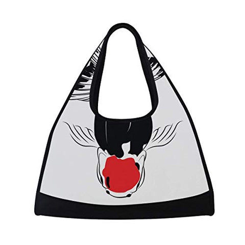 OuLian Sport Gym Bag Koi Fish Canvas Travel Duffel Bag
