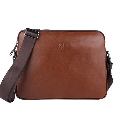 Banuce Brown Small Vintage Full Grains Italian Leather Menssenger Bag for Men Business 9.7 iPad