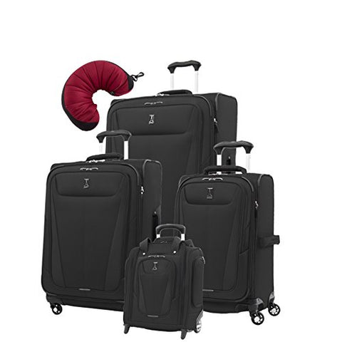 Travelpro Maxlite 5 | 5-PC Set | Underseater, 21" Carry-On, 25" & 29" Exp. Spinners with Travel Pillow (Black)