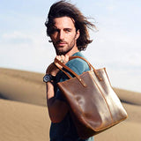 BRASS TACKS Leathercraft Full Crazy Horse Leather Handbag for Men and Women Business Shoulder Bag Vintage Brown Laptop Bag