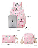 ABage Canvas Backpack Set 3 Pieces Patterned Bookbag Laptop School Backpack, Beige2