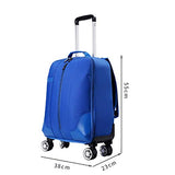 STATEGY 4 Wheels Trolley Backpack Executive Mobile Office Business Hand Cabin Luggage Laptop Rucksack Nylon Waterproof Bag for Women Traveling (Color : Blue, Size : 533521cm)