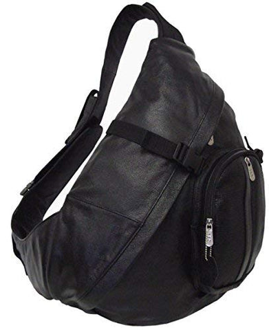AmeriLeather APC Leather Cross Body Sling Bag (Black)