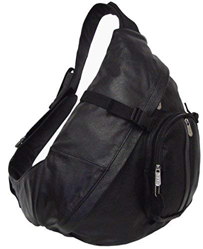 AmeriLeather APC Leather Cross Body Sling Bag (Black)