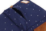 Damara Dots Canvas Fabric School Bags Backpack Rucksack,Navy Blue