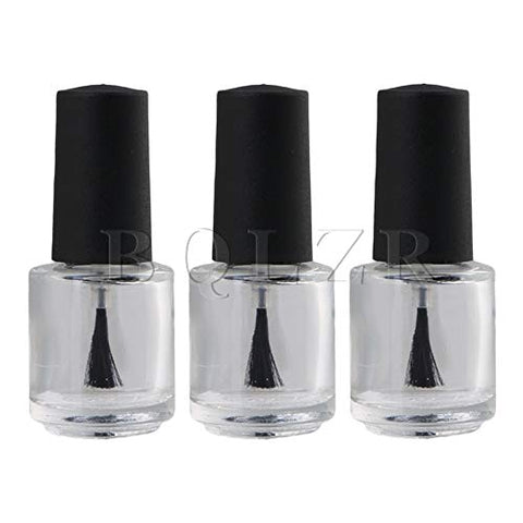 Tool Parts BQLZR Black Transparent 5ml Round Refillable Empty Nail Polish Glass Bottle Tube Vials