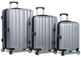 COMTEARISTO-DEJUNO 3 Pcs Luggage Set Hardside Travel Spinner Suitcase ABS Globalway-DJ-608 (SILVER)