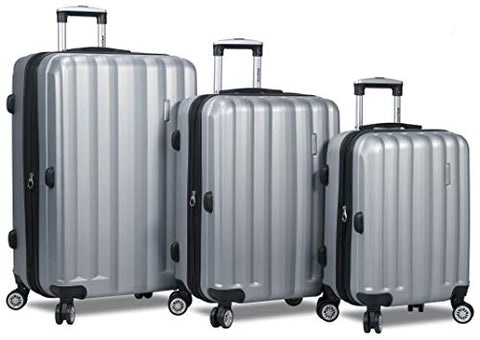 COMTEARISTO-DEJUNO 3 Pcs Luggage Set Hardside Travel Spinner Suitcase ABS Globalway-DJ-608 (SILVER)
