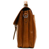 Floto Cortona Roller Buckle Briefcase Messenger Bag in Brown Tempesti Leather