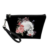 Bigcardesigns Makeup Bag for Travel Women Black Skull Print Cosmetic Bags Zipper Clutch Toilet