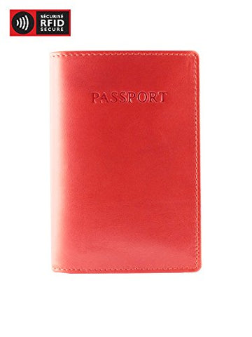 Mancini Men's RFID Secure Center Wing Leather Passport Wallet in Red