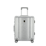 TPRC 2 Piece "Donna Collection" Surdy Aluminum Frame, WIDE-BODY, Color-Coordinated Accented Luggage with Dual TSA Locks Includes 28" Suitcase and 20" Carry-On Luggage, Silver Color Option
