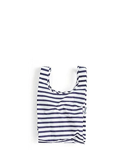 BAGGU Small Reusable Shopping Bag, Ripstop Nylon Grocery Tote or Lunch Bag, Sailor Stripe