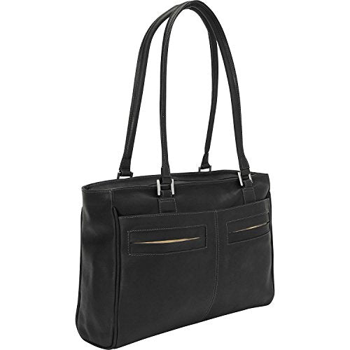 Piel Leather Ladies Laptop Tote With Pockets, Black, One Size