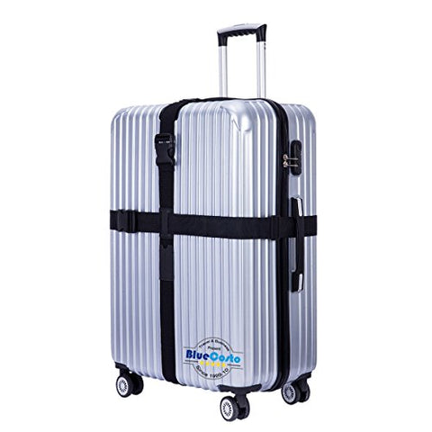 BlueCosto Long Cross Luggage Strap Suitcase Travel Belt Non-slip Heavy Duty - Black